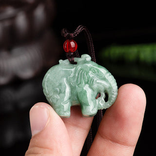 Buddha Gift Elephant Jade Luck Strength Necklace String Pendant