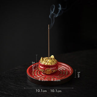 Buddha Gift Small Treasure Bowl Lucky Bag Bagua Tray Healing Ceramic Stick Incense Burner Decoration