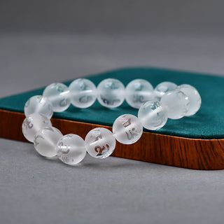 Buddha Gift Tibet White Crystal Black Onyx Om Mani Padme Hum Meditation Bracelet