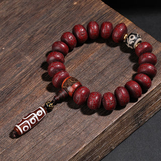 Buddha Gift Tibet Bodhi Seed Dzi Bead Dancing Lion Luck Bracelet Wrist Mala