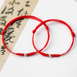 Buddha Gift 925 Sterling Silver Luck Bead Protection Red String Braided Bracelet