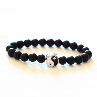 Buddha Gift 3pcs Natural White Turquoise Frosted Stone Bead Yin Yang Wealth Bracelet