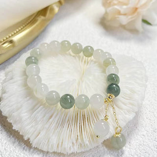 Buddha Gift Natural Gradient Jade Abundance Luck Bead Charm Bracelet