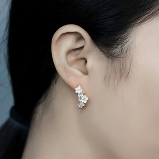Buddha Gift 925 Sterling Silver Plum Blossom Floral Blessing Earrings