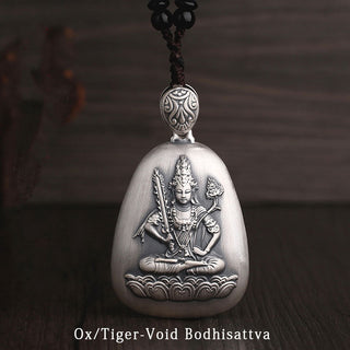 Buddha Gift 999 Sterling Silver Chinese Zodiac Natal Buddha Heart Sutra Engraved Protection Necklace Pendant
