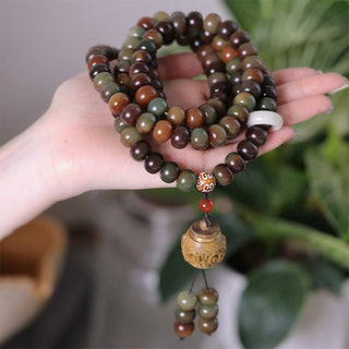 Buddha Gift 108 Mala Beads Dunhuang Color Bodhi Seed Dzi Bead Keep Away Evil Spirits Bracelet