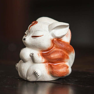 Buddha Gift Mini Nine Tailed Fox Purple Clay Luck Desk Decoration
