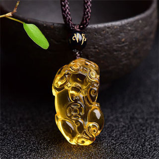 Buddha Gift FengShui Citrine PiXiu Wealth Necklace Pendant