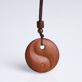 Buddha Gift Lightning Struck Jujube Wood Yin Yang Luck Protection Necklace Pendant