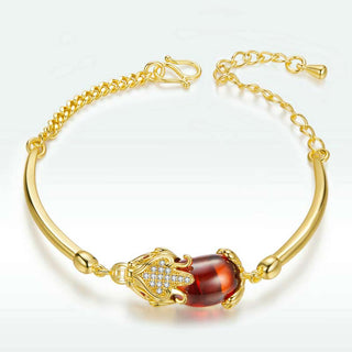 Buddha Gift FengShui Golden Red Agate PiXiu Wealth Luck Bracelet
