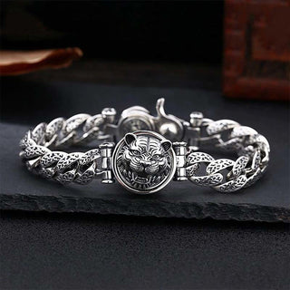 Buddha Gift Tiger Tang Dynasty Flower Design Engraved Luck Energy Bracelet