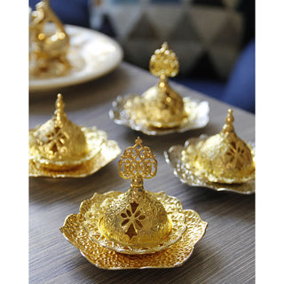 Buddha Gift Gold Leaf Coaster Spiritual Mini Alloy Metal Incense Burner