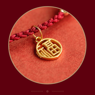 Buddha Gift 925 Sterling Silver Good Fortune Fu Character Agate Pearl Red String Braid Bracelet