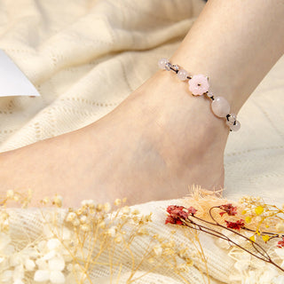 Buddha Gift The Flower of Love Pink Crystal Soothing Anklet