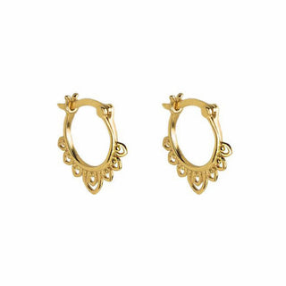 Buddha Gift Round Lotus Flower Pattern Luck Hoop Earrings