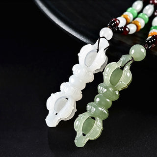 Buddha Gift Tibetan Natural Hetian Cyan Jade White Jade Dorje Vajra Engraved Success Necklace Pendant