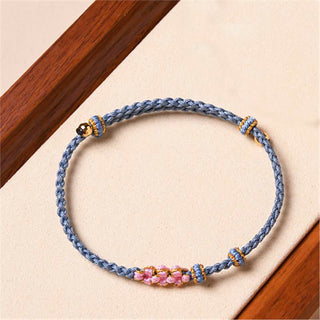 Buddha Gift Handmade Peach Blossom Protection Braided Rope Bracelet