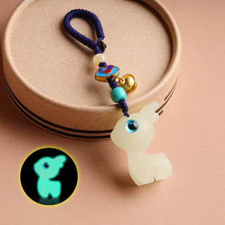 Buddha Gift Mini Cute Deer Glowstone Luminous Lucky Deer Energy Key Chain Phone Car Hanging Decoration