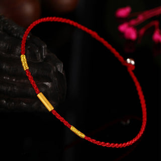 Buddha Gift 999 Gold Bead Handmade Four Thread Wishful Knots Braided Protection Bracelet