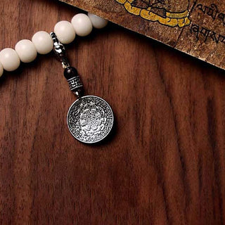 Buddha Gift Tibet 108 Mala Beads Bodhi Seed Bagua Vajra Dzi Bead Gray Agate Wealth Bracelet