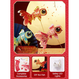 Buddha Gift DIY Fortune Luck Koi Fish Paper Lantern Lamp Mid-Autumn Festival Child Kids Lantern Decoration
