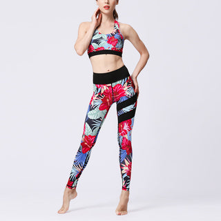 Buddha Gift 2Pcs Sunflower Flowers Leaves Print Top Pants Sports Fitness Yoga Women's Yoga Sets