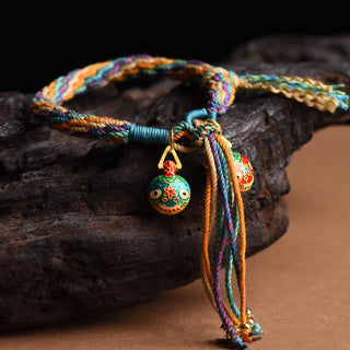 Buddha Gift Gold Swallowing Beast Family Luck Reincarnation Knot Braid Colorful String Bracelet
