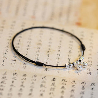 Buddha Gift 925 Sterling Silver Red String Braid Bell Charm Anklet