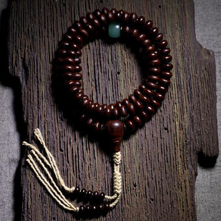Buddha Gift Natural Tibet 108 Mala Beads Purple Bodhi Seed Three-eyed Dzi Bead Copper Dorje Harmony Bracelet