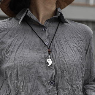 Buddha Gift 990 Sterling Silver Yin Yang Balance Harmony Necklace Pendant