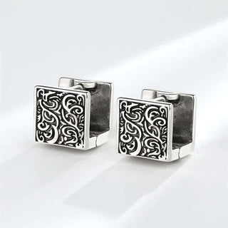 Buddha Gift Grass Pattern Square Stud Earrings