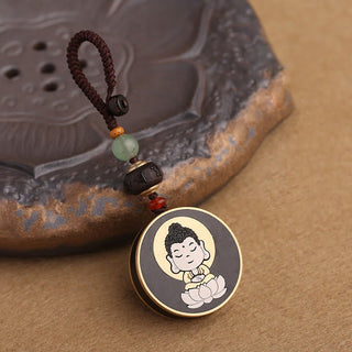 Buddha Gift Ebony Wood Rosewood Buddha Avalokitesvara Om Mani Padme Hum Balance Car Key Chain Decoration