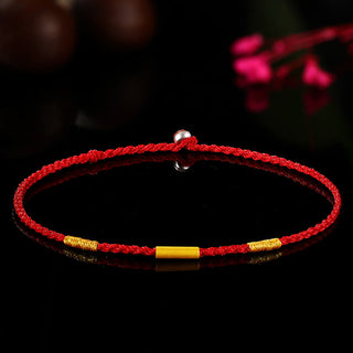 Buddha Gift 999 Gold Bead Handmade Four Thread Wishful Knots Braided Protection Bracelet