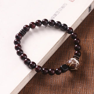 Buddha Gift Small Leaf Red Sandalwood Lotus Bodhi Seed Carved Protection Double Wrap Bracelet