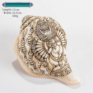 Buddha Gift Tibetan Handmade Engraved Shankha Buddha Avalokitesvara Conch Shell Wealth Decoration