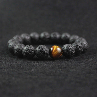 Buddha Gift Lava Rock Tiger Eye Stone Peace Healing Bracelet