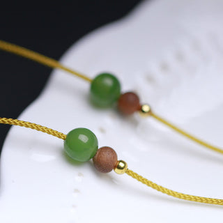 Buddha Gift Natural Hetian Jade Small Bag Pattern Prosperity String Necklace Pendant