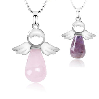 Buddha Gift Little Angel Wings Natural Crystal Luck Necklace Pendant
