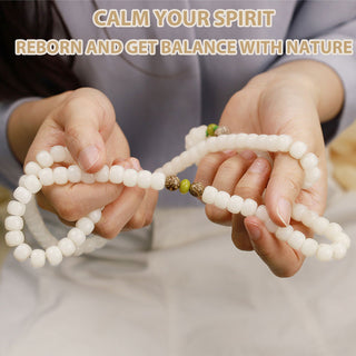 Buddha Gift White Jade Bodhi Lotus Mala Harmony Necklace Bracelet