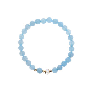 Buddha Gift 14K Gold Plated Copper Aquamarine White Crystal White Agate Blue Crystal Healing Bracelet