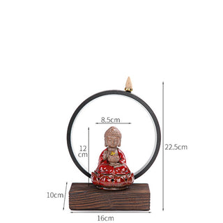 Buddha Gift Buddha Lotus Backflow Smoke Fountain Ceramic Blessing Incense Burner With Light Decoration