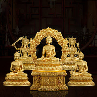 Buddha Gift Shakyamuni Amitabha Medicine Buddha Figurine Serenity Copper Statue Home Decoration