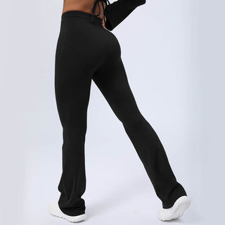 Buddha Gift Long Sleeve Backless Strap Top Bra Flare Pants Fitness Yoga Outfit
