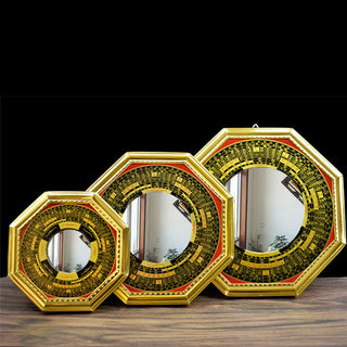 Buddha Gift Feng Shui Bagua Map Five-Emperor Coins Gourd Balance Living Room Energy Map Mirror
