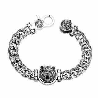 Buddha Gift Tiger Tang Dynasty Flower Design Engraved Luck Energy Bracelet