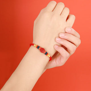 Buddha Gift Year of the Dragon 925 Sterling Silver Chinese Zodiac Cinnabar Auspicious Matches Blessing Bracelet