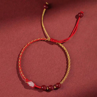 Buddha Gift Natural Cinnabar Jade Peace Buckle Blessing Bracelet
