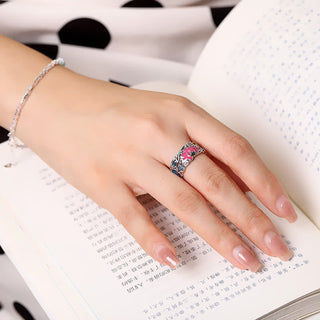 Buddha Gift 925 Sterling Silver Lotus Koi Fish Enlightenment Ring