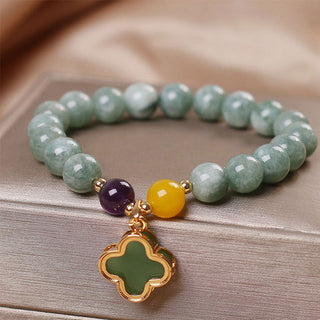 Buddha Gift Jade Four Leaf Clover Luck Bracelet