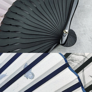 Buddha Gift Vintage Bamboo Peony Butterfly Lotus Handheld Silk Folding Fan With Bamboo Frames